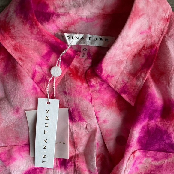 Trina Turk SUNSHINY DRESS Pink Silk Dress NWT Size XS - Picture 5 of 8